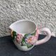 Lunch service in enameled ceramic, slip, white, pink and green, vintage