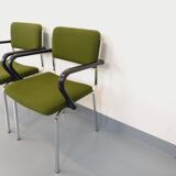 Pair of vintage fabric and chrome armchairs from the 70s