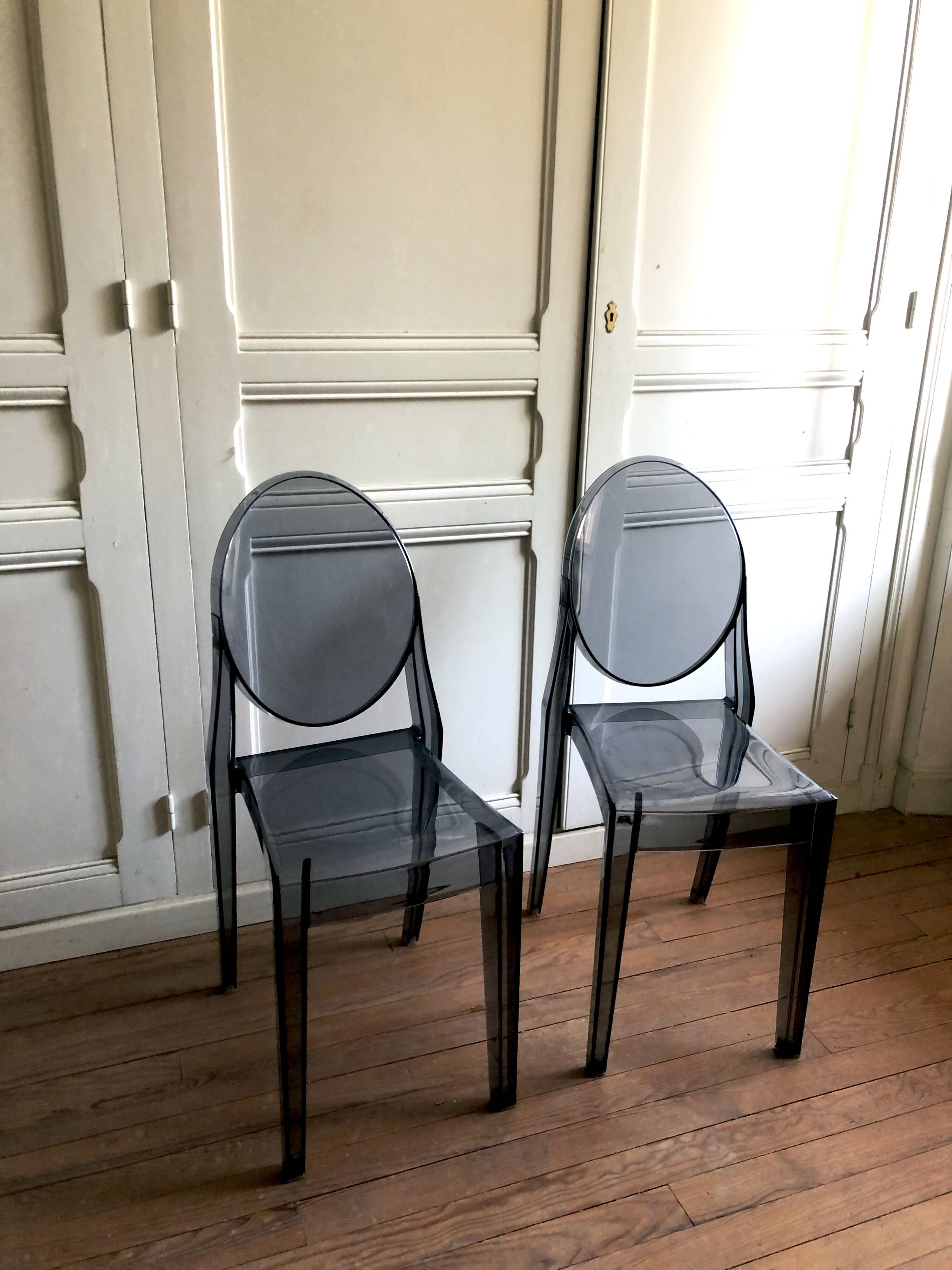 Pair of Victoria Ghost chairs by Philippe Starck for KARTELL