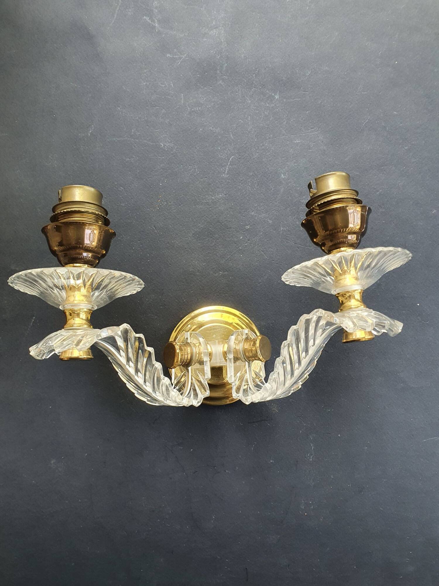 Wall lamp with palm leaf candle holders from the 1950s.