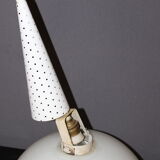 Sheet metal chandelier perforated by holophane circa 1950
