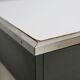 Modernist console, 60s, glass base, wooden and melamine top, white