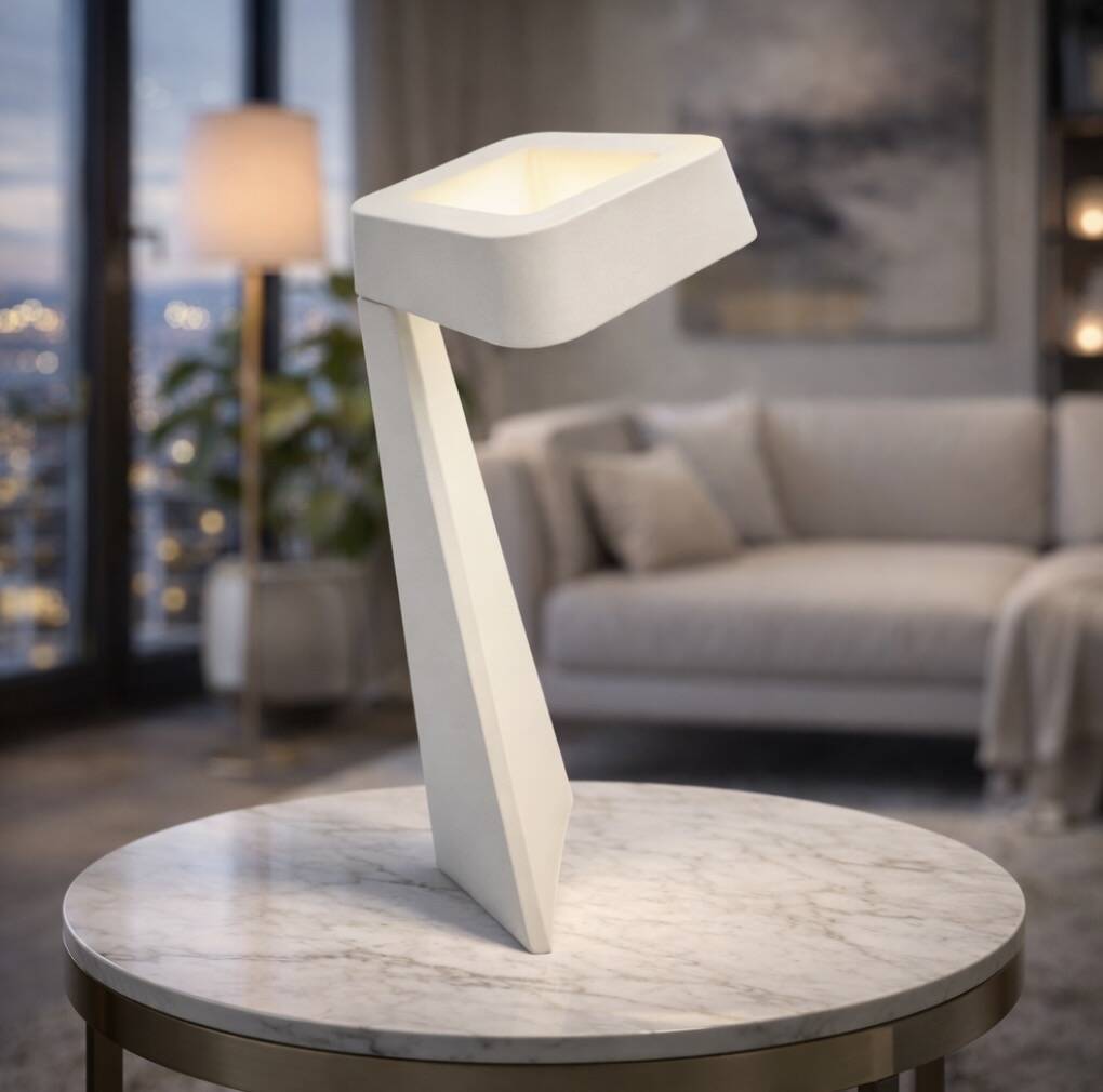 Minimalist design lamp in white ceramic – sculptural piece – st