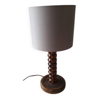 Antique carved wooden lamp
