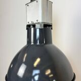 Industrial french dark blue enamel pendant lamp from mazda, 1960s