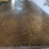 Antique patinated oak dining table, 18th century