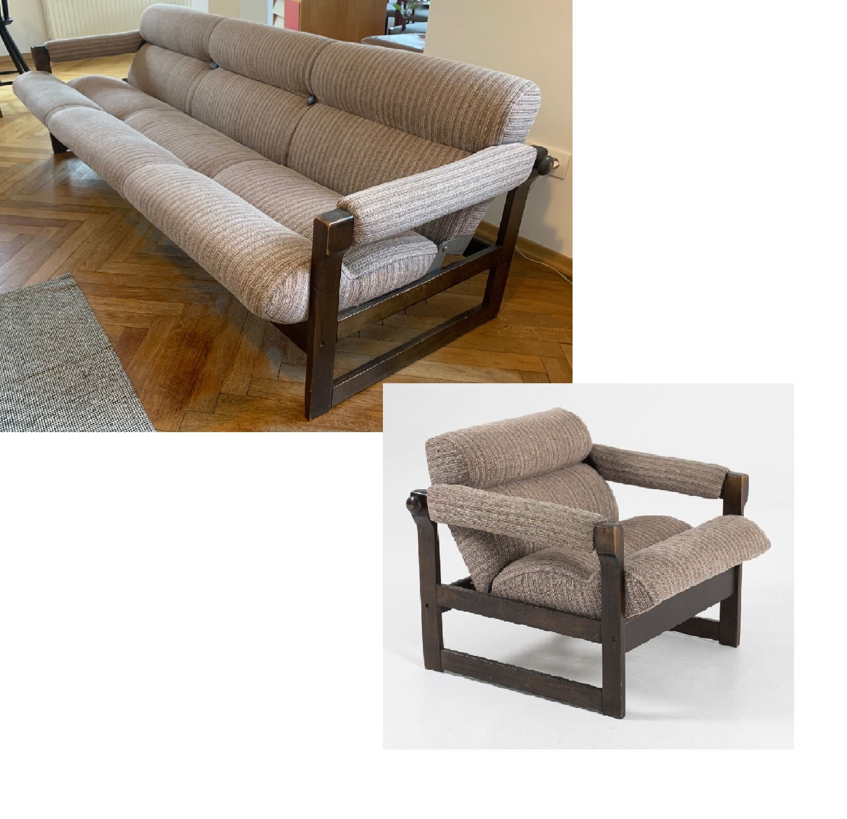 A set of chair and sofa by Hikor Pisek czechoslovakia 1970s