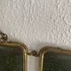 Vintage 1920s triptych barber mirror in gold with green crocodile effect - 37 x 87.