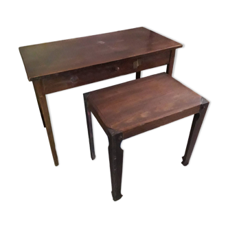 Desk + wooden stool
