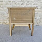 Light wood bedside table with crossbars, around 1960.