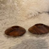 Duo of cedar wood candle holders