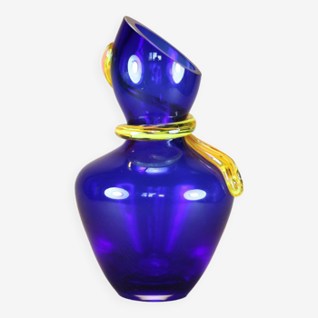 Vase bleu cobalt vintage, Chribska verre bleu, made in Czech Republic, art of glass,cobalt blue