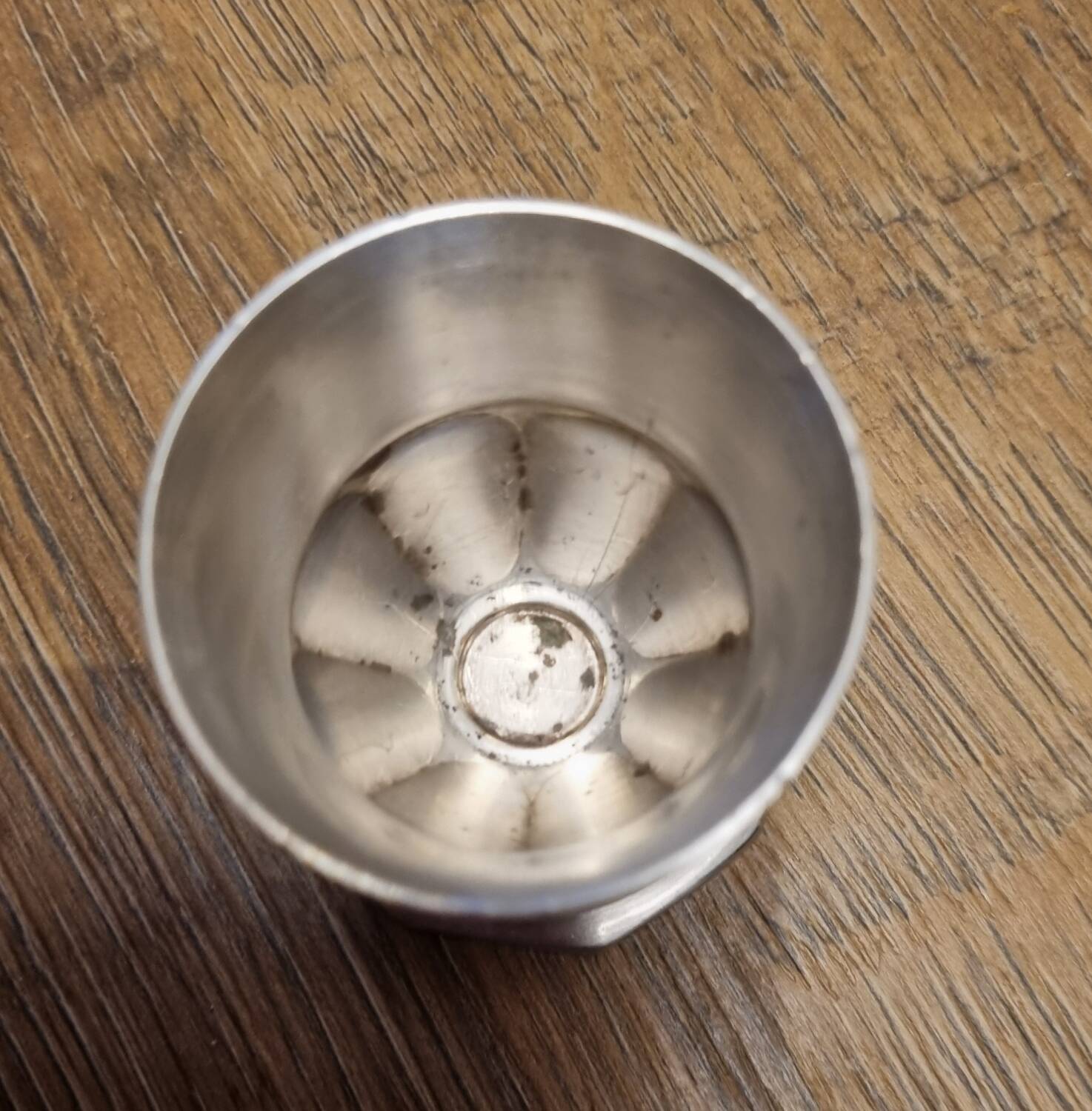 Solid silver egg cup with Lion hallmark.