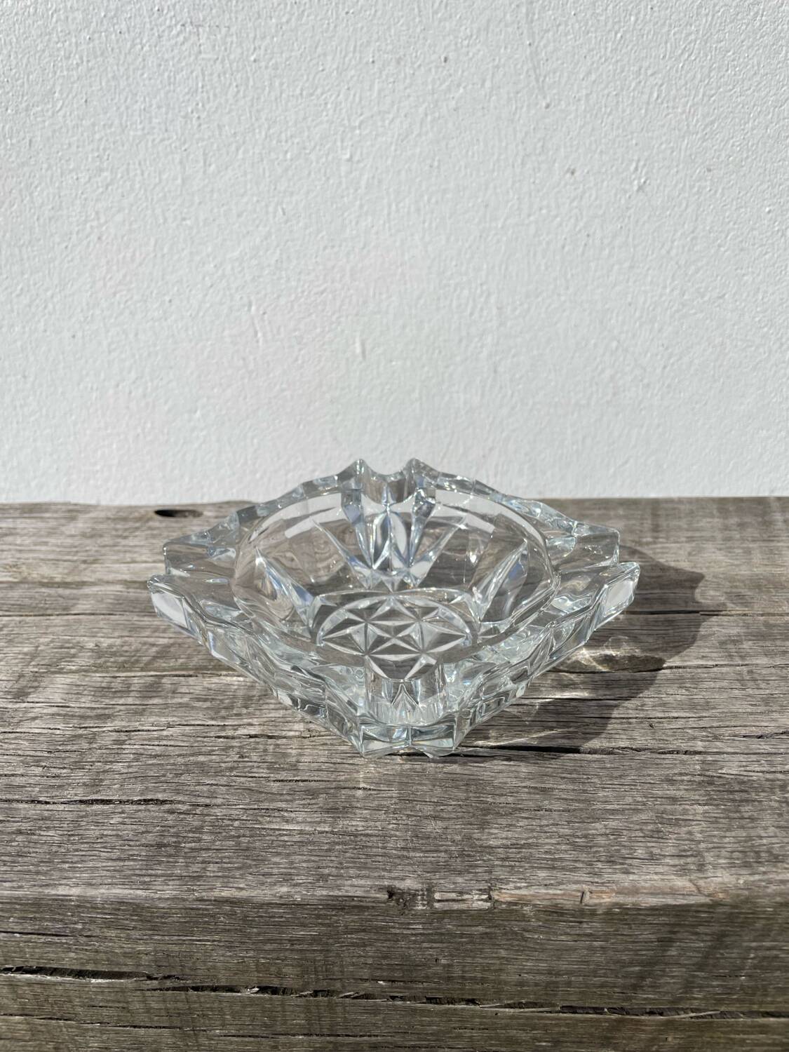 Clear cut glass ashtray 1970