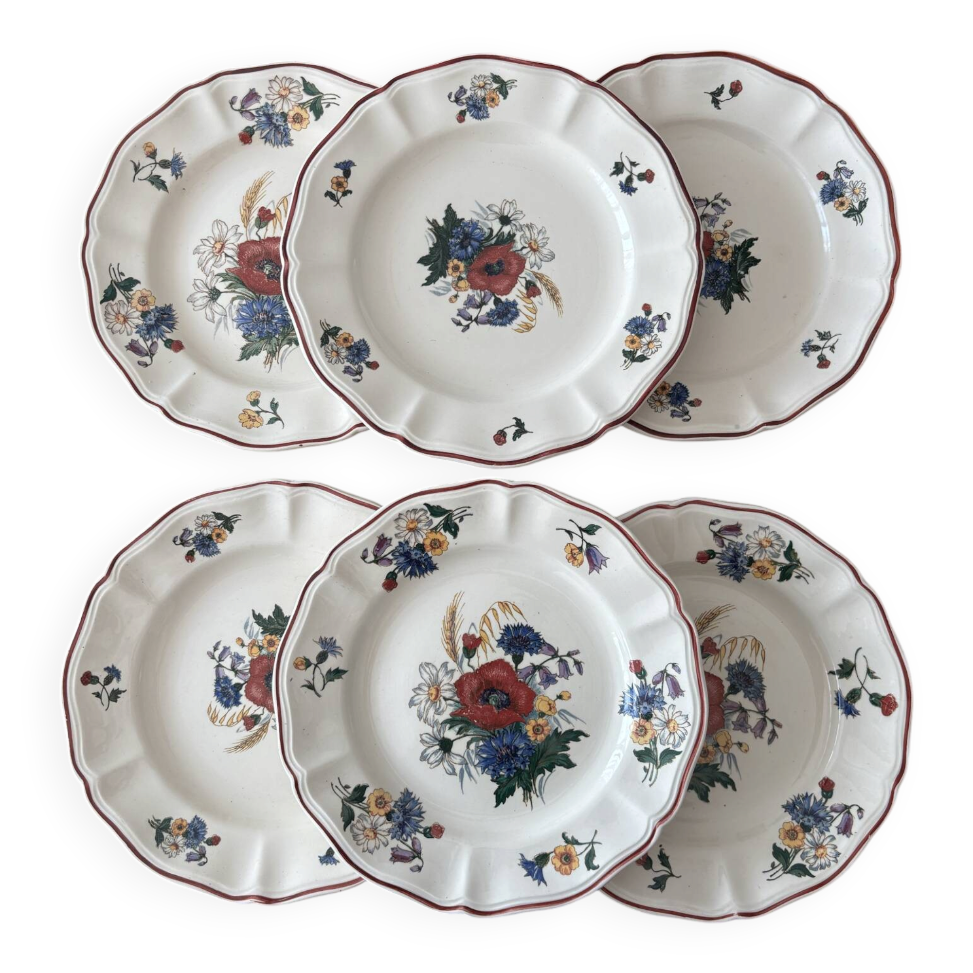 Set of 6 dessert plates Sarreguemines – Agreste model - earthenware