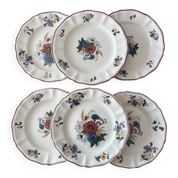 Set of 6 dessert plates Sarreguemines – Agreste model - earthenware