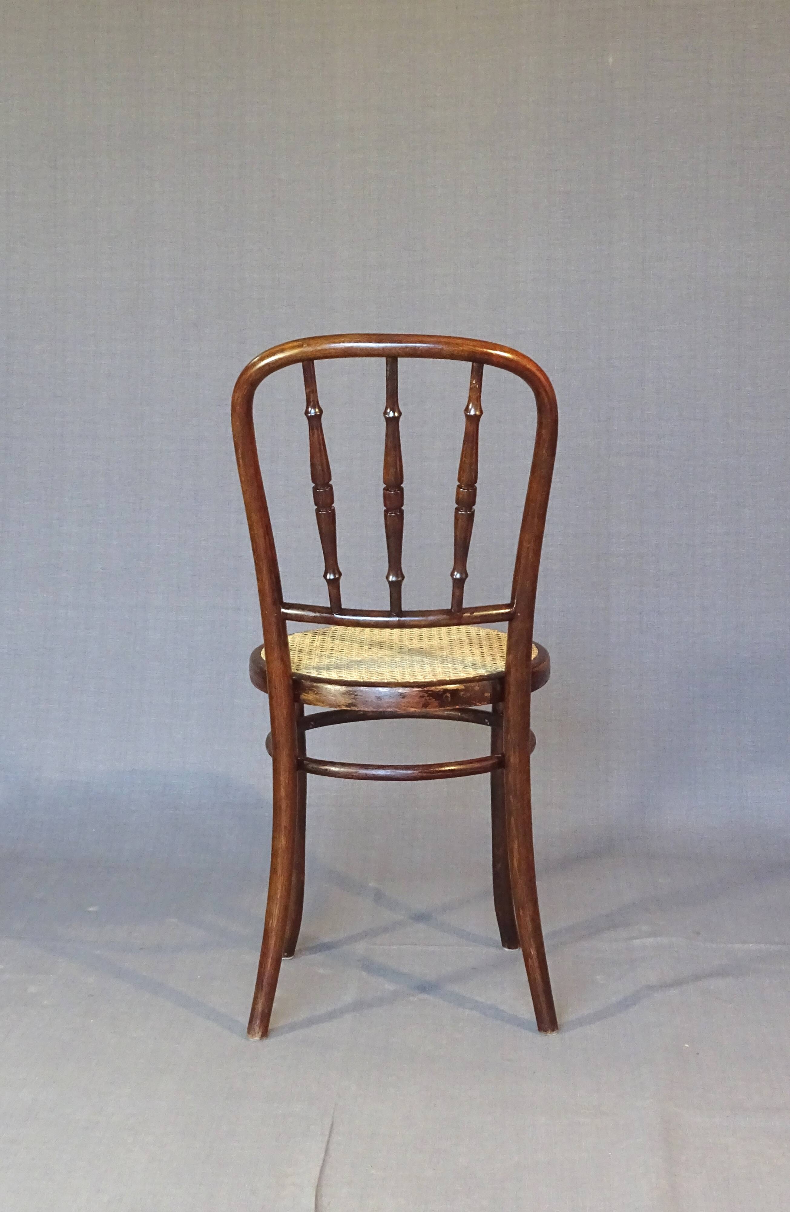 Set of 2 Kohn bistro cane chairs 1920 - bentwood -
