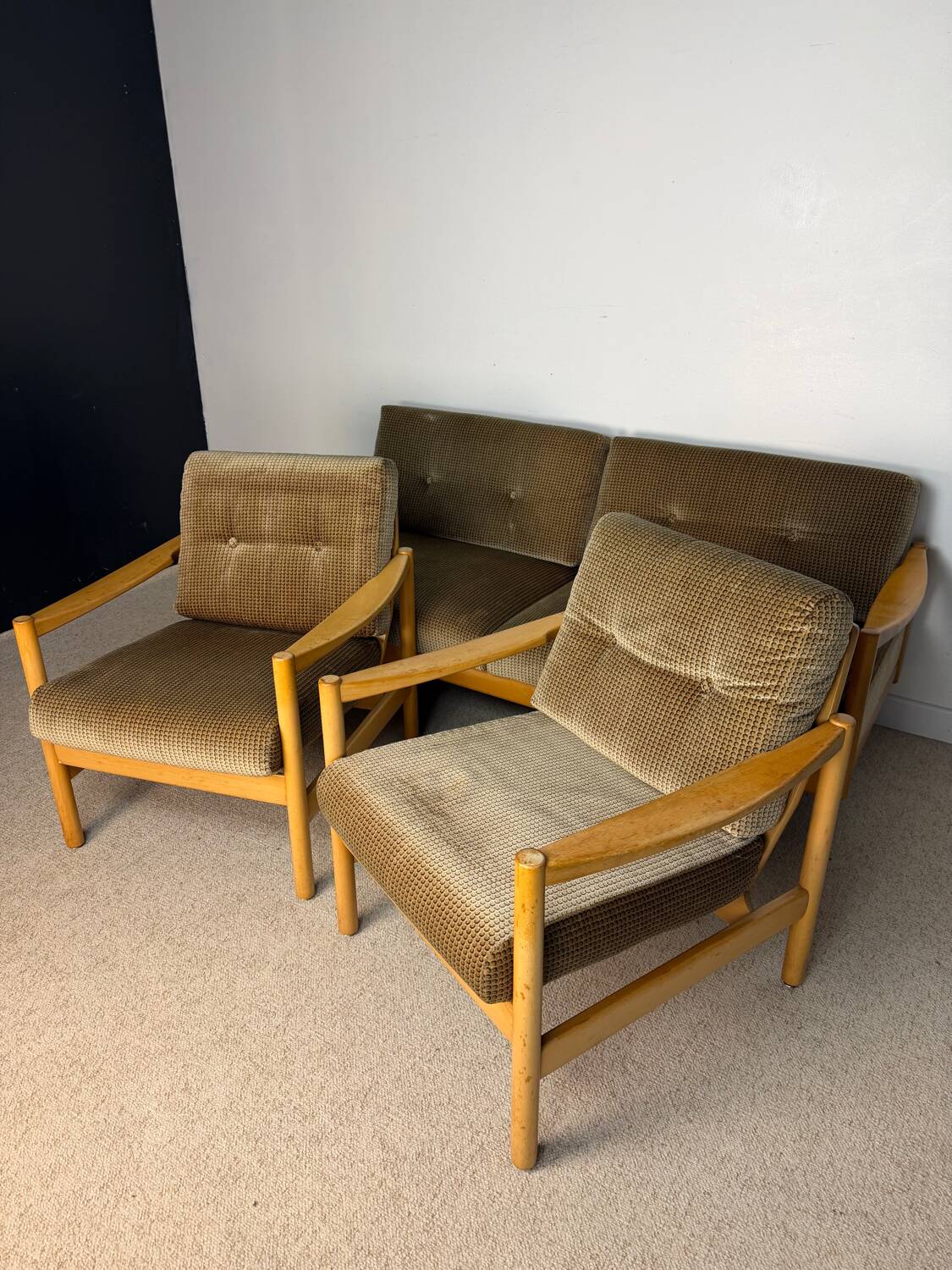 D-Bed sofa and two vintage armchairs from the 70s/80s.