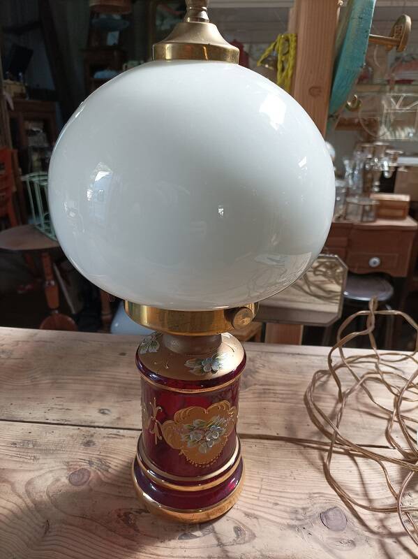 Living room lamp red glass opaline white