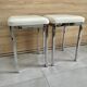 Pair of vintage 1980 chrome stools with white faux leather in very good condition.