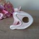 Romantic long-necked cat figurine in pink ceramic, Cat Statuette 1970