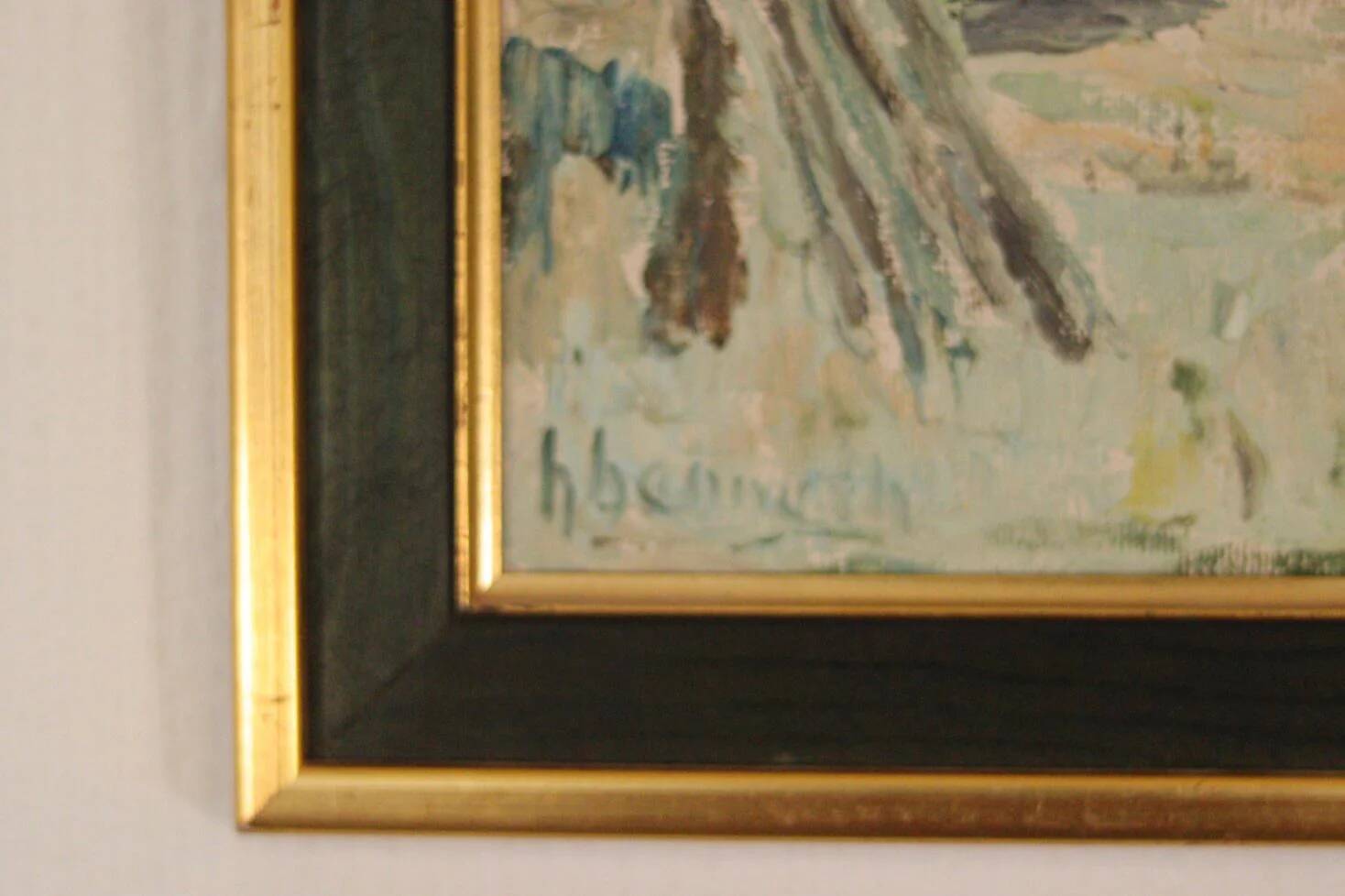 Original Oil on Canvas – “Village” (Attributed to H. Benneth) – Framed