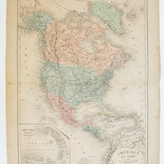 Ancienne carte de l'Amérique du Nord de 1862