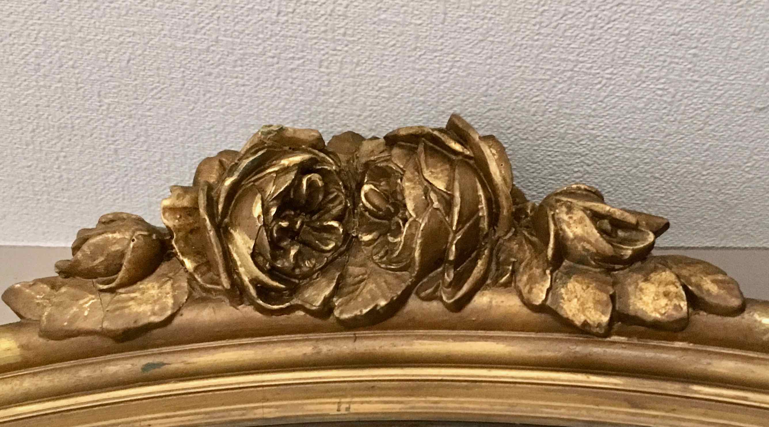 Oval mirror 30s gilded wood 80x62cm