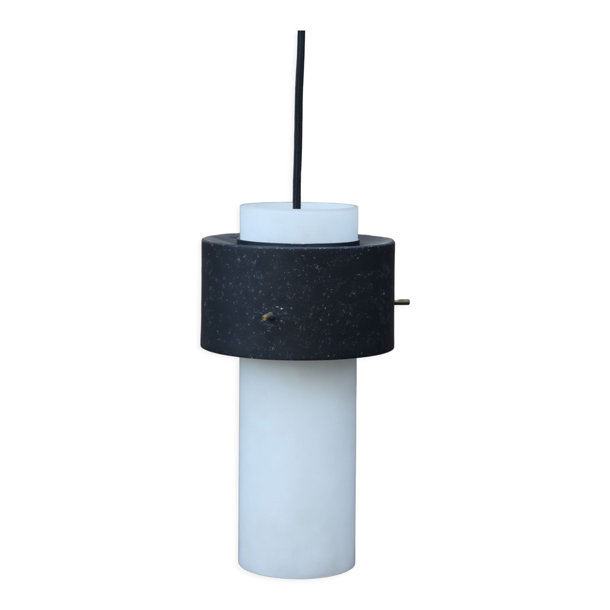 Frosted glass and metal pendant lamp by Louis Kalff for Philips