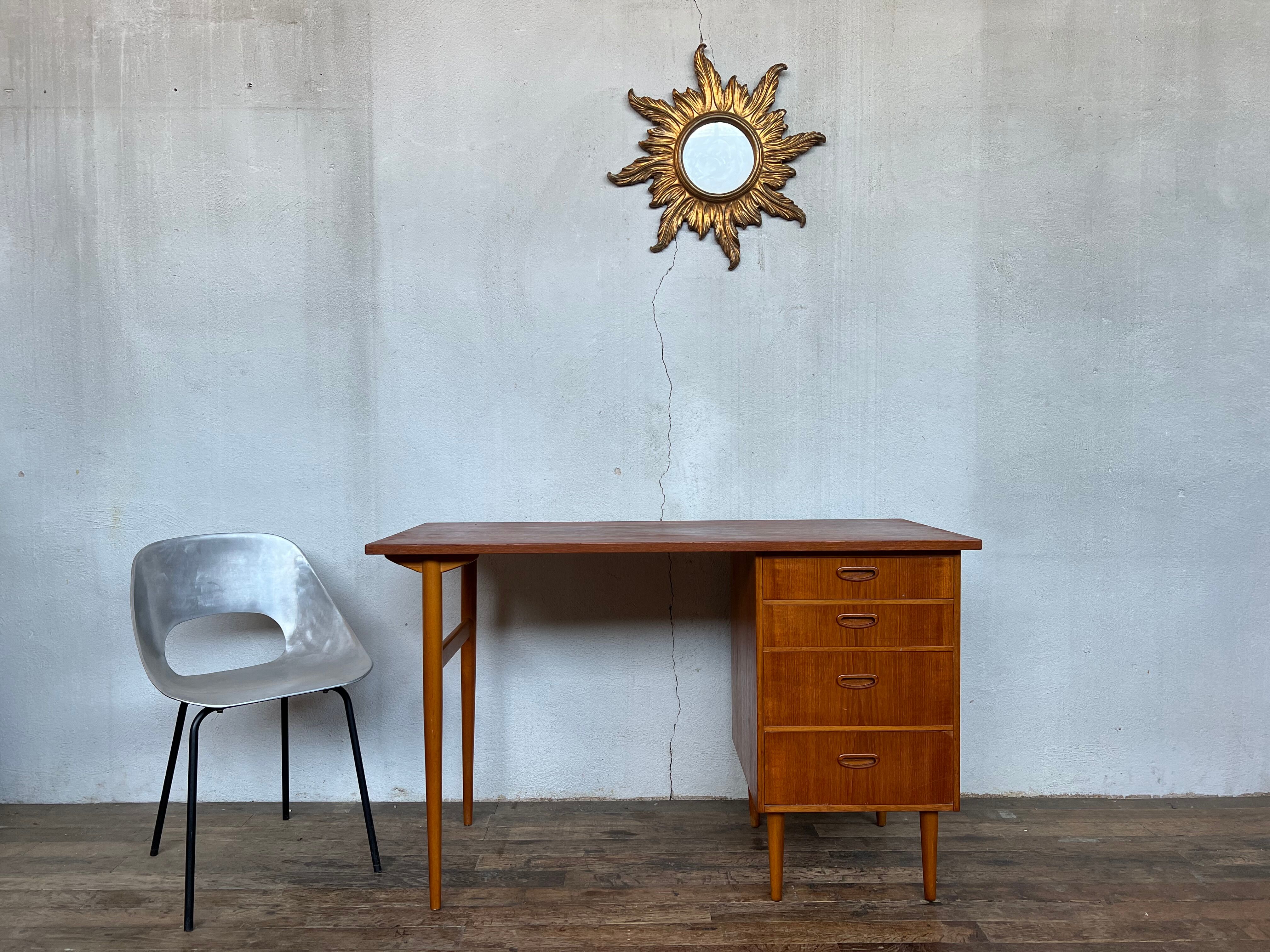 Scandinavian teak desk design 1960 feet spindles