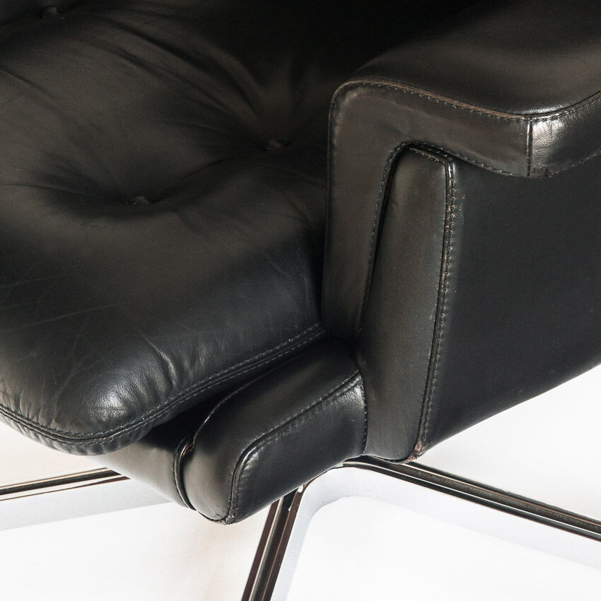 Vintage leather revolving chair, France 1960