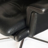 Vintage leather revolving chair, France 1960