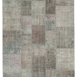 Tapis anatolien surteint fait à la main 200 cm x 297 cm tapis patchwork gris