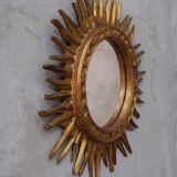 Mid-century italian wooden sun mirror, 1950s