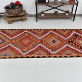 3x12 Pink Orange Vintage Kilim Runner Rug 105x377Cm SK 34621