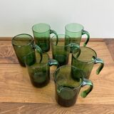 7 mugs en verre soufflé