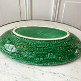 large bowl / dish in green Digoin slip, bamboo style, 50s-60s