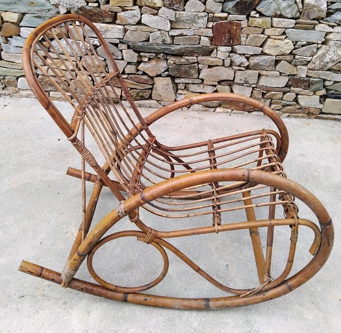 Vintage Rattan Rocking Chair