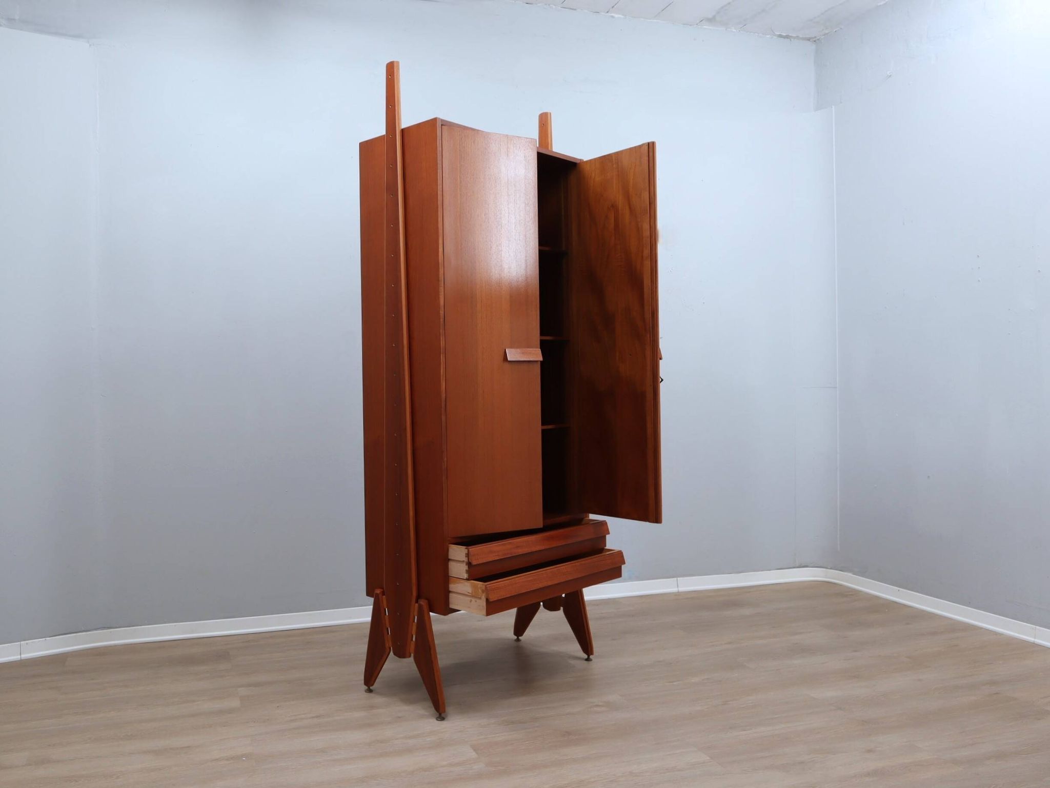 Mid century original teak storage wardrobe Italy 1960s