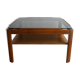 Table basse carrée en teck et verre - 1970