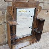 Antique mirror - Art Deco shelf in Burmese teak