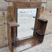 Ancien miroir - étagère Art déco en teck birman