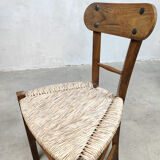 Primitive vintage rush seat straw dining chairs ‘wabi sabi’