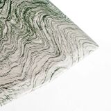 Vintage dining table in green and white veined marble. Completely restored. Italy, 90's