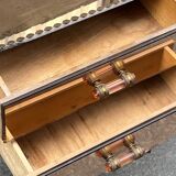 1940s Art Deco bedside table in copper mirror