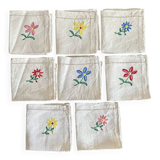 Embroidered linen square napkins