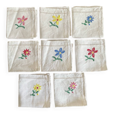 Serviettes carrées en lin brodé