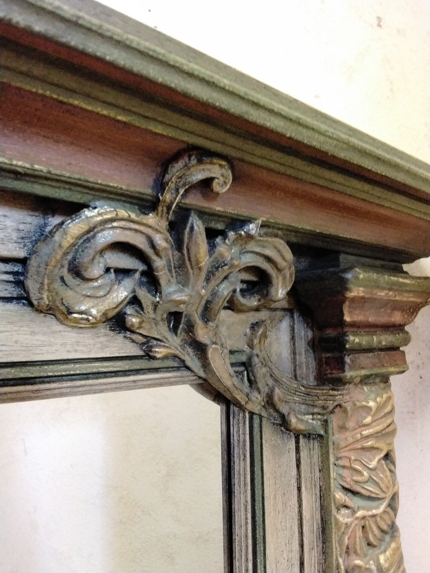 Large antique wooden mirror