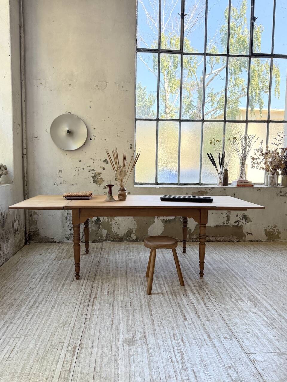 Table de ferme noyer à rallonges 150-250cm