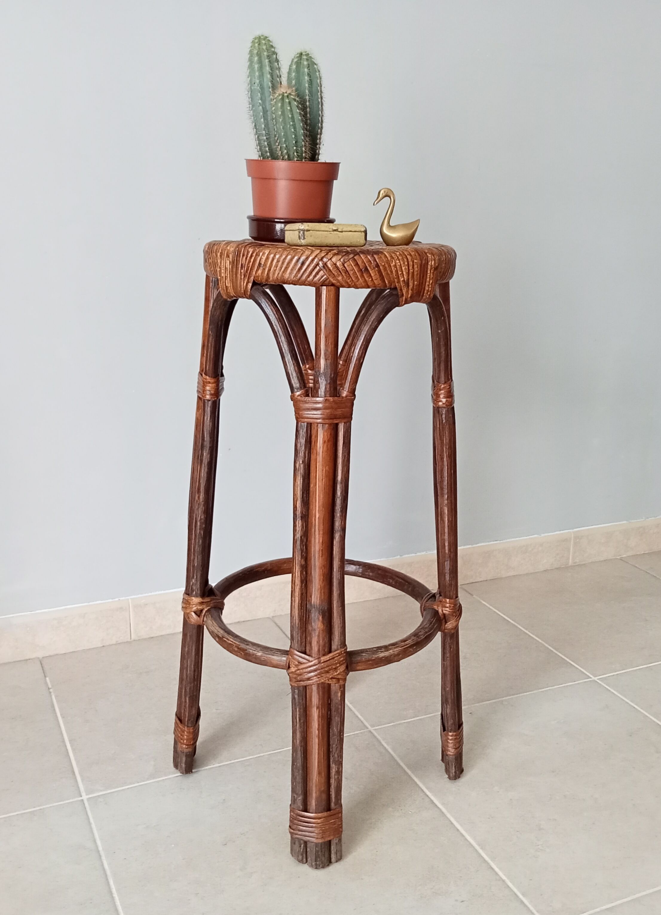 Vintage rattan high stool 60s/70s